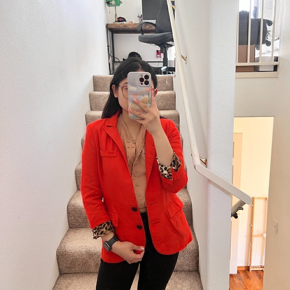 Smythe Peaked Lapel Blazer In‎ Coral US 8​​​​​​​​​​​​​​​​​​​​​​​​​​​​​